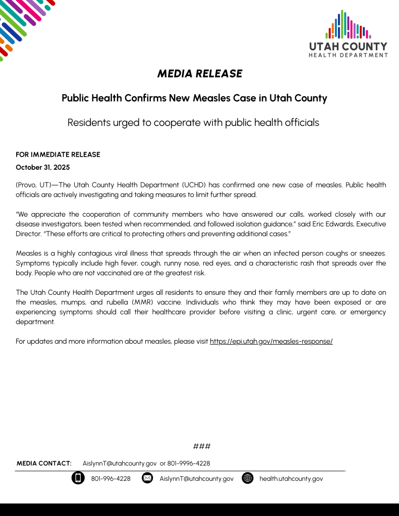 Measles News Release October 31, 2025